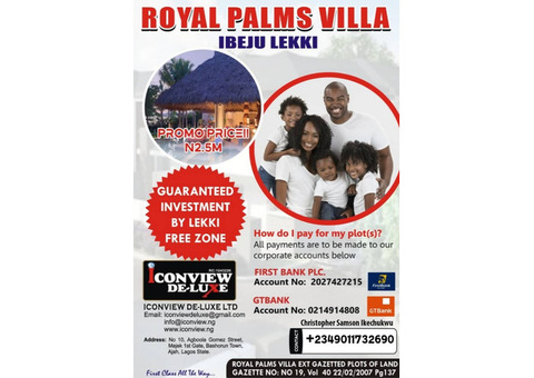 Affordable Plots of Land For Sale at Royal Palms Villa Extension, Igbekodo Town, Ibeju Lekki 