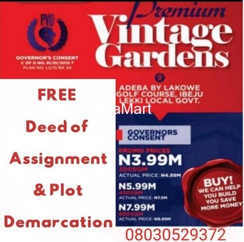 We are offering FREE Deed of Assignment and Free Plot Demarcation at Premium Vintage Gardens