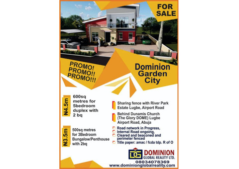 Plots of Land to Build Your Dream Home at Dominion Garden City Estate, Lugbe, Abuja