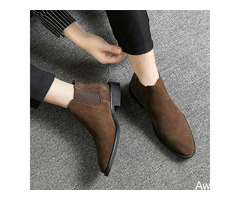 Suede Chelsea Ankle Boots For Men in Black, Brown and Cream Color