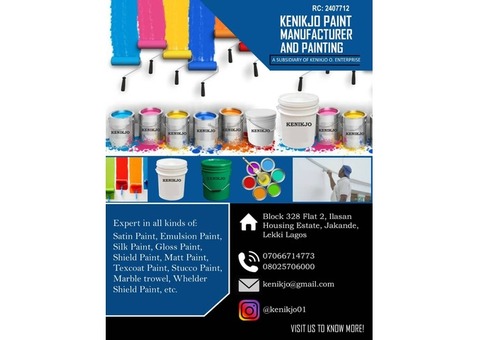 We Sell all Kinds of Paint at Kenikjo Paint Manufacturer and Painting