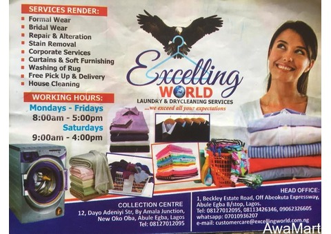Laundry and Dry Cleaning Services at Excelling World - CALL 09062326605 