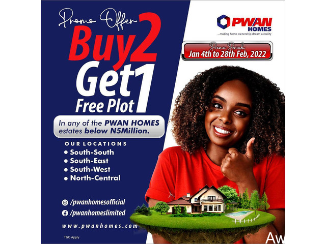 Buy 2 Get 1 Free Plot at any PWAN HOMES - call 09041827129 - 1