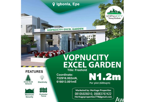 Plot of Land at VopnuCity Excel Garden Epe - Call 09083797422